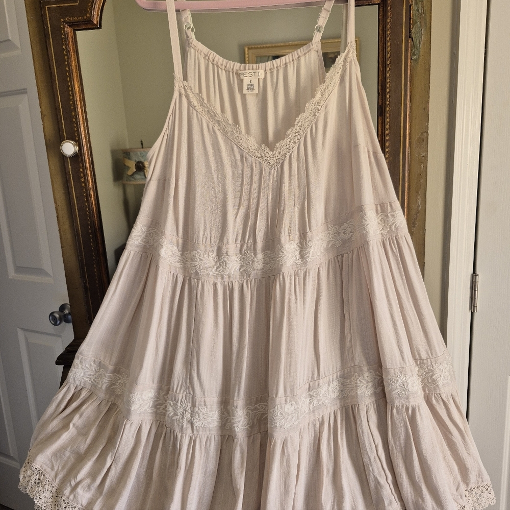 Torrid Festi Cream Lace Trim Dress